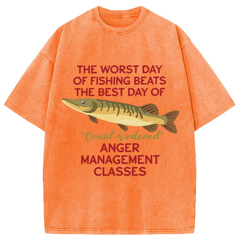 Tokyocanvas	 The Worst Day Of Fishing Beats DTG Printing Washed T-Shirt