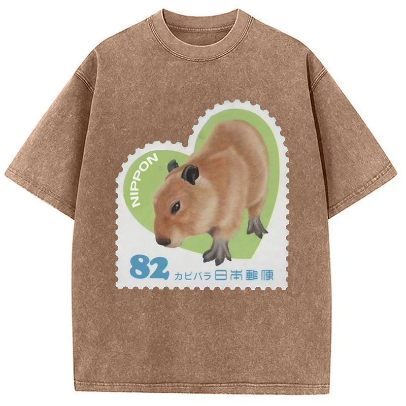 Tokyocanvas Japanese Capybara Washed T-Shirt