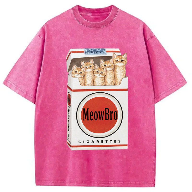 Tokyocanvas MeowBro Funny Washed T-Shirt