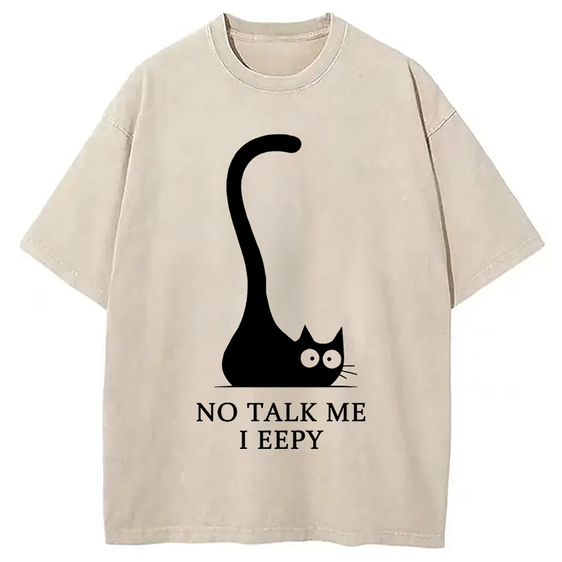 Tokyocanvas Cat Who Doesn't Want To Talk Washed T-Shirt