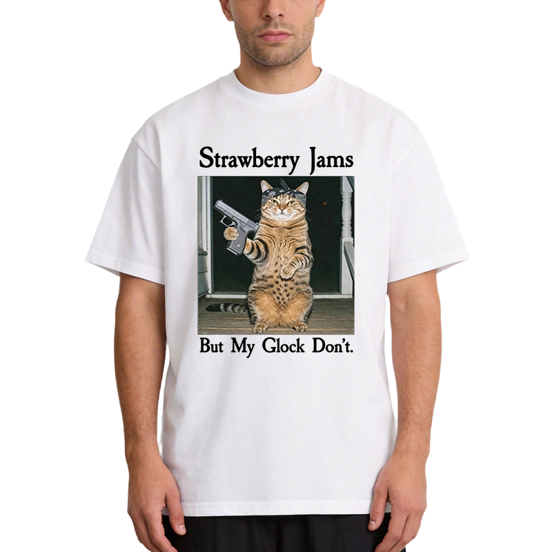 Tokyocanvas Strawberry Jams But My Glock Don't Funny Cat Classic T-Shirt