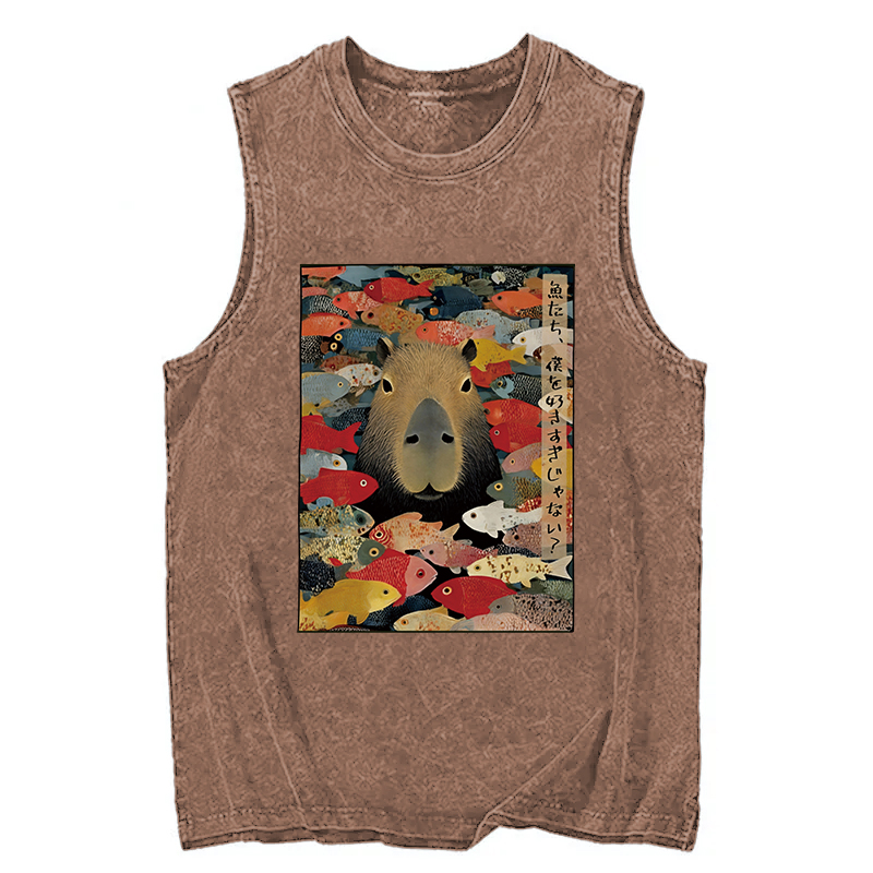 Tokyocanvas Am I Too Lovable Capybara Washed Tank