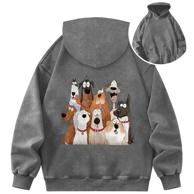 Tokyocanvas Funny Cute Dog Art Print Washed Hoodie