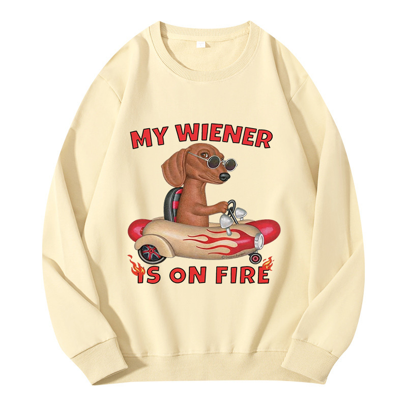 Tokyocanvas My Wiener Is On Fire Funny Dog Classic Sweatshirt