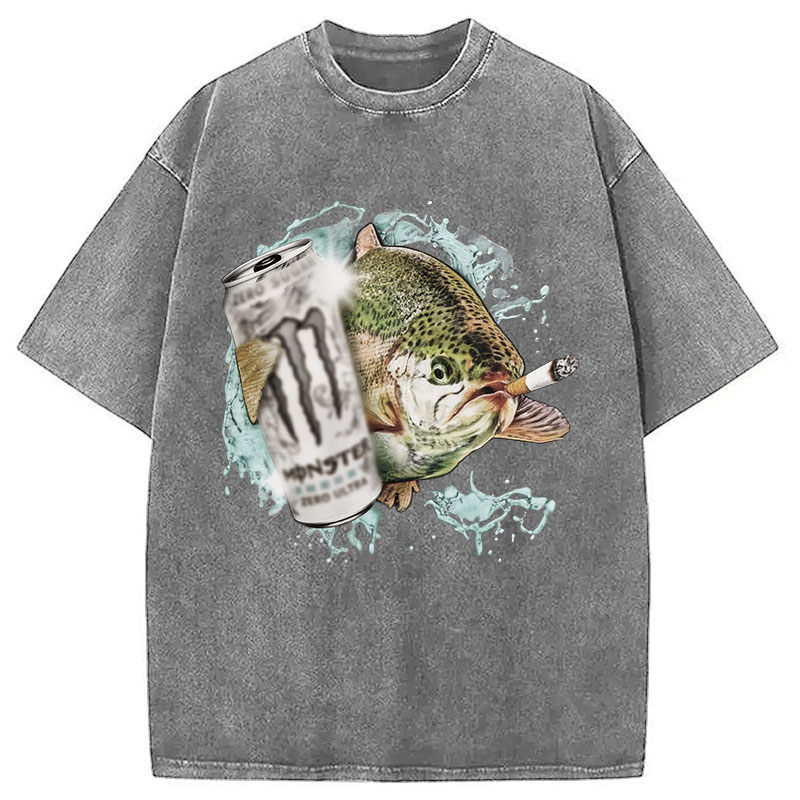 Tokyocanvas Trout With Cigarette Washed T-Shirt