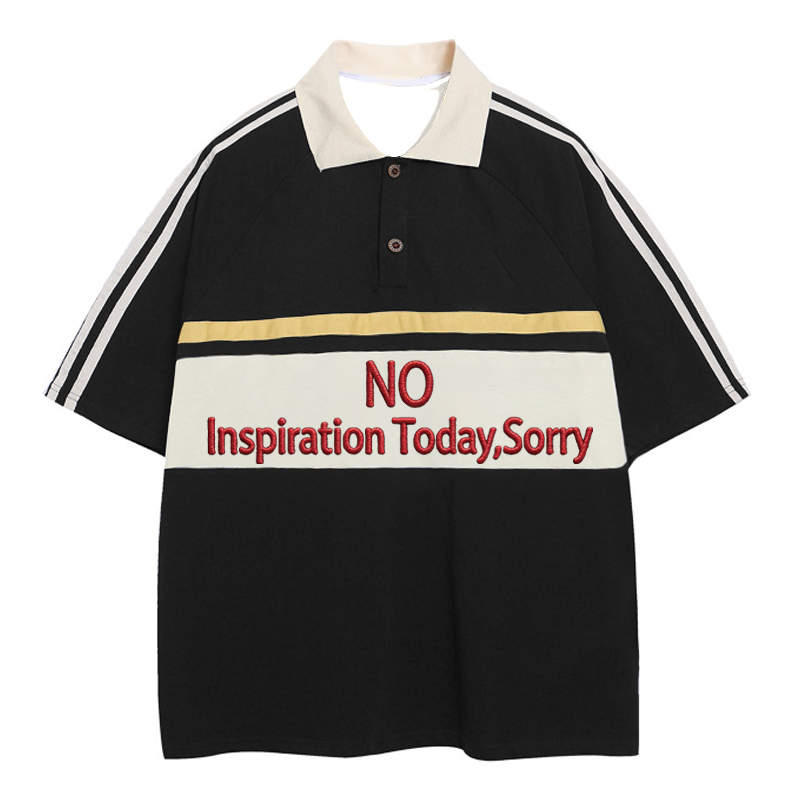 Tokyocanvas No Inspiration Polo Embroidered T-Shirt