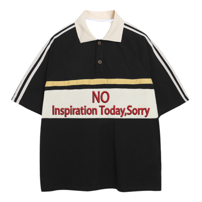 Tokyocanvas No Inspiration Polo Embroidered T-Shirt