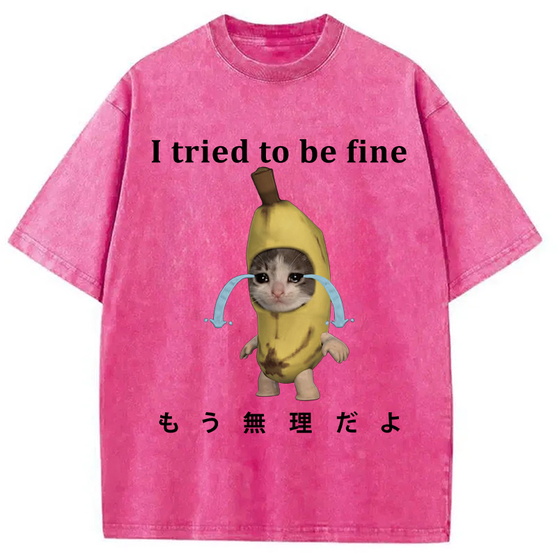 Tokyocanvas Crying Banana Cat Washed T-Shirt