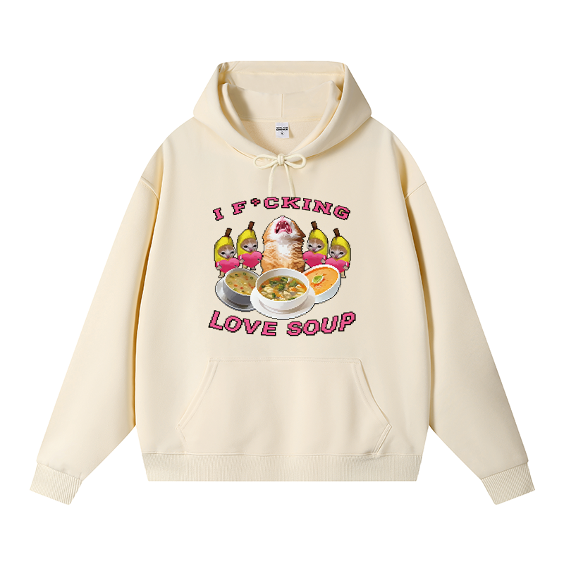 Tokyocanvas I Fxcking Love Soup Fleece Lined Hoodie