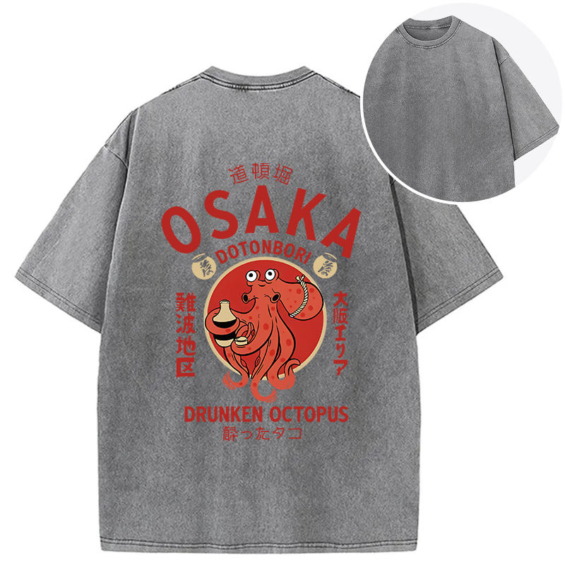 Tokyocanvas Drunken Octopus Japan Back Washed T-Shirt
