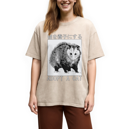 Tokyocanvas Adopt a Cat Japanese Washed T-Shirt
