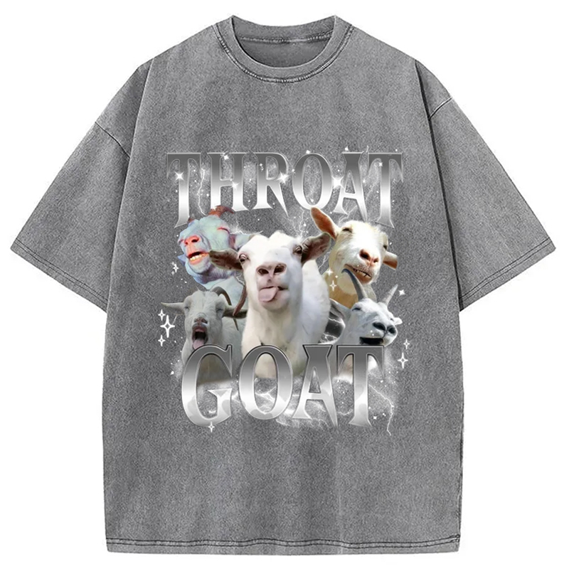 Tokyocanvas Throat Goat Funny Meme Washed T-Shirt