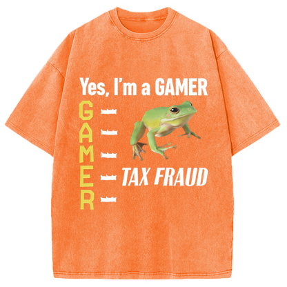 Tokyocanvas Frog Gamer Meme Washed T-Shirt