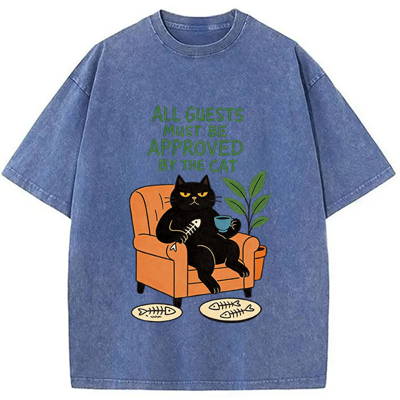Tokyocanvas All Guests Must Be Approved By The Cat Washed T-Shirt