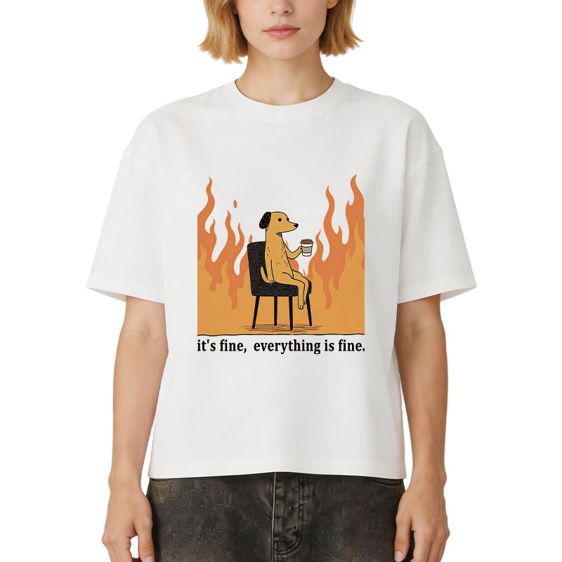 Tokyocanvas Dog in Fire Boxy T-Shirt