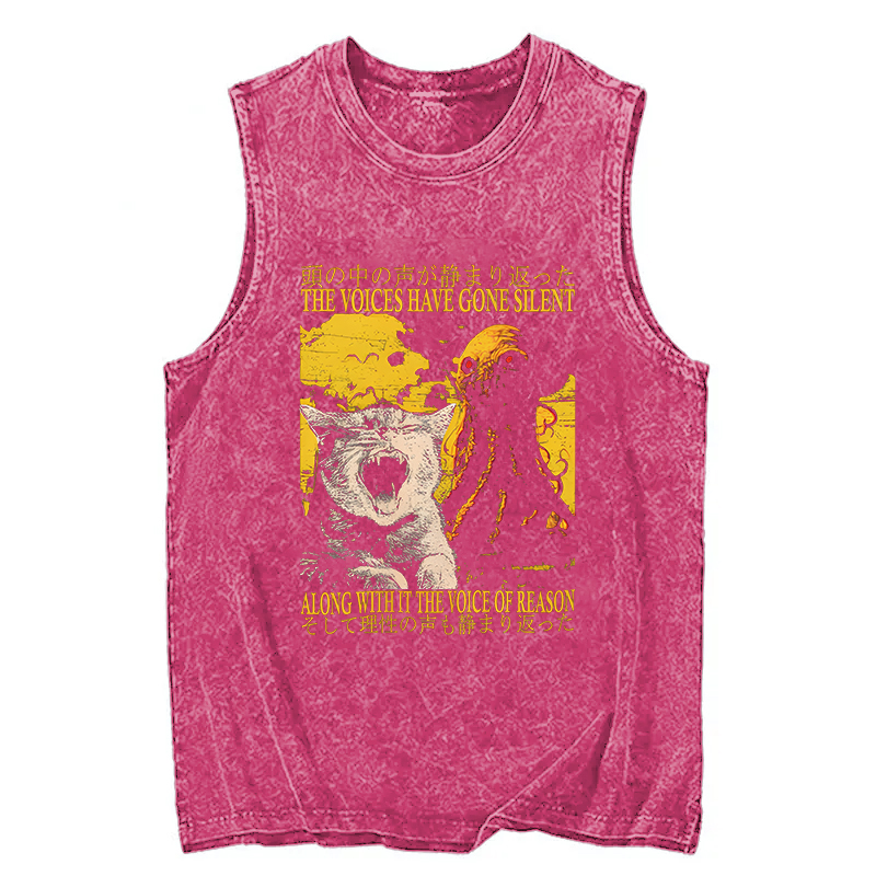 Tokyocanvas The Voices Have Gone Silent Cat Funny Washed Tank