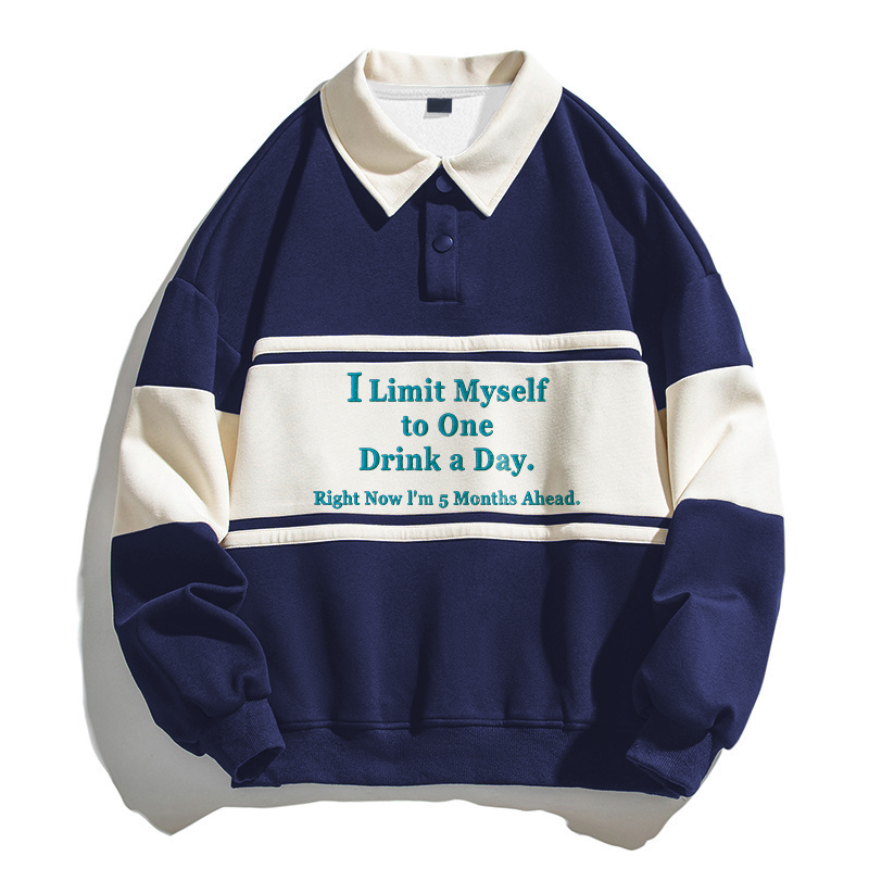Tokyocanvas One Drink A Day Polo Embroidered Sweatshirt
