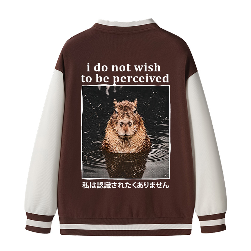 Tokyocanvas I Do Not Wish to Be Perceived Capybara Varsity Jacket