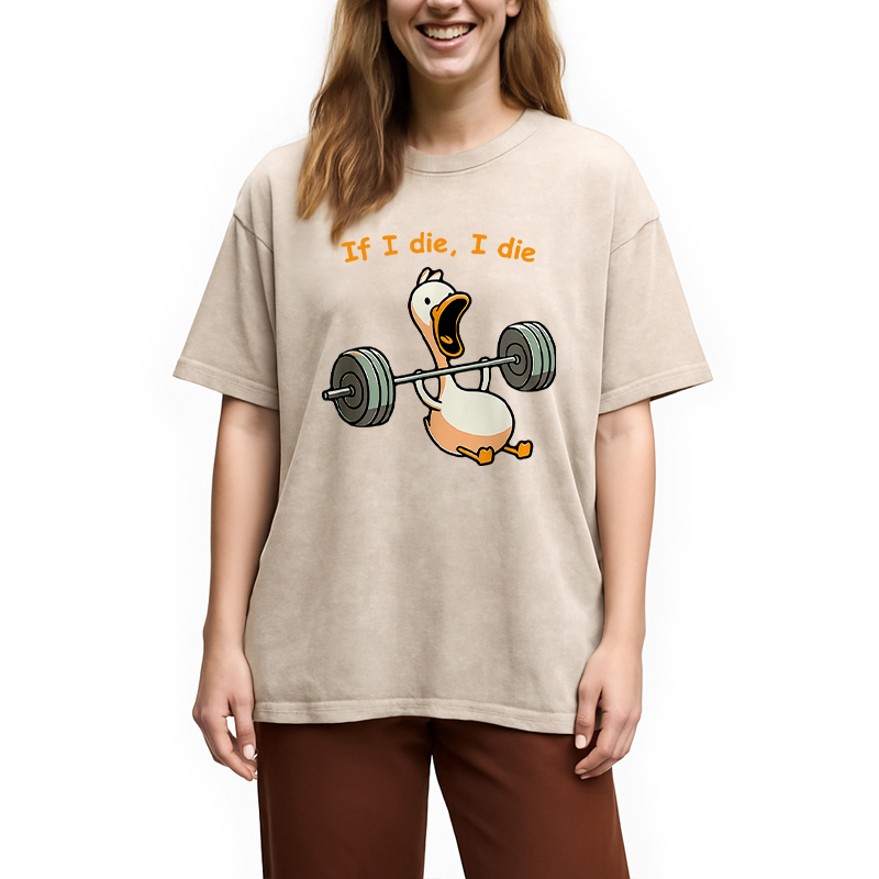 Tokyocanvas I Die Funny Meme Washed T-Shirt