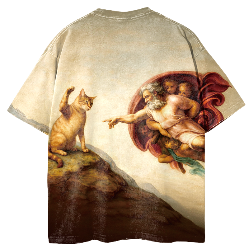 Tokyocanvas The Creation of Orange Cat Graphic Print T-Shirt