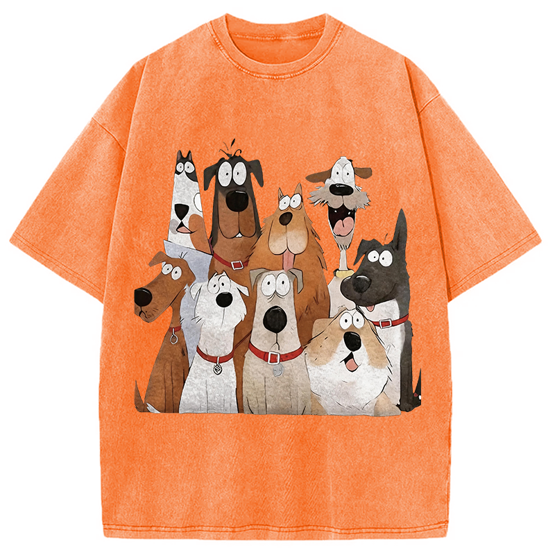 Tokyocanvas Funny Cute Dog Art Print Washed T-Shirt
