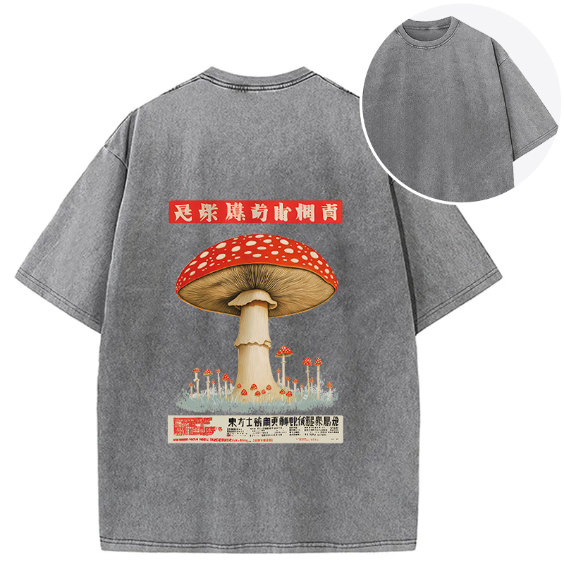 Tokyocanvas Psychedelic Mushroom Japanese Back Washed T-Shirt