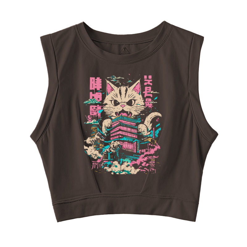 Tokyocanvas Japanese Cat Cat Lover Sleeveless Crop Top