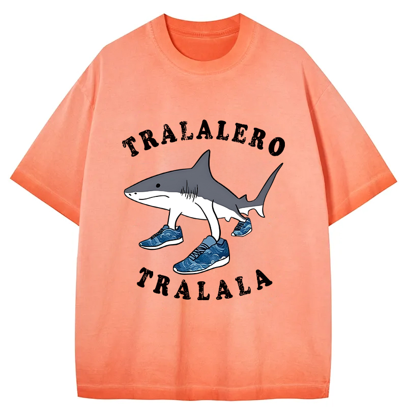Tokyocanvas Tralalero Tralala Funny Gradient Washed T-Shirt