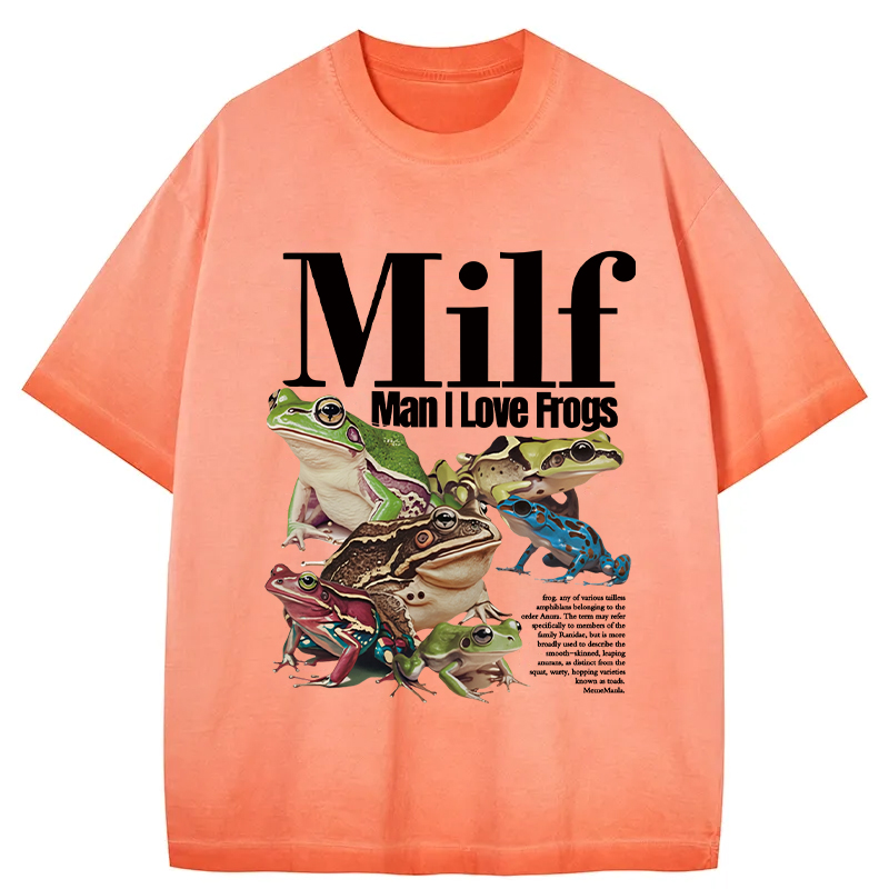 Tokyocanvas Man I Love Frogs Meme Gradient Washed T-Shirt