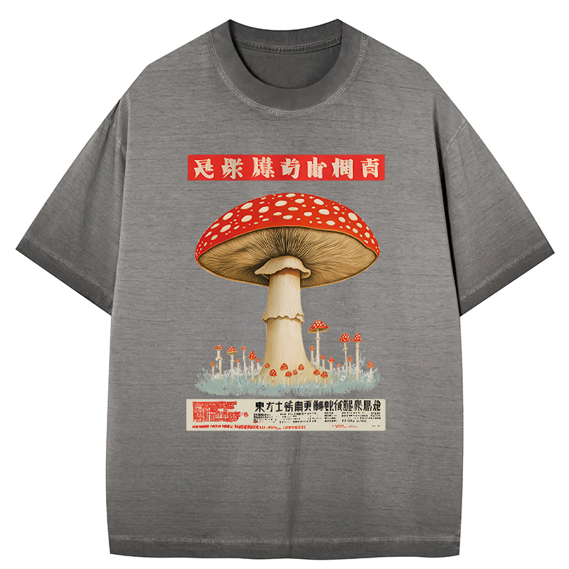 Tokyocanvas Psychedelic Mushroom Japanese Gradient Washed T-Shirt