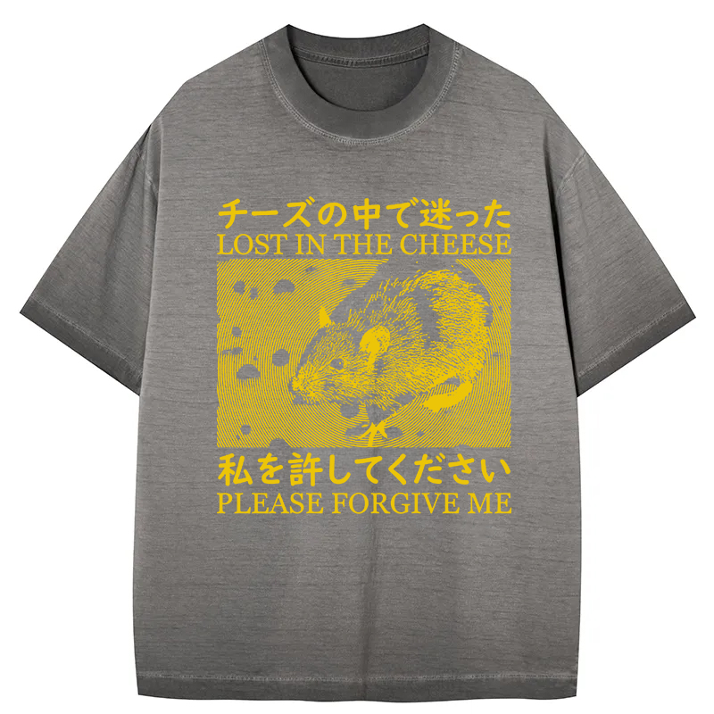 Tokyocanvas Lost in the Cheese Please Forgive Me Gradient Washed T-Shirt