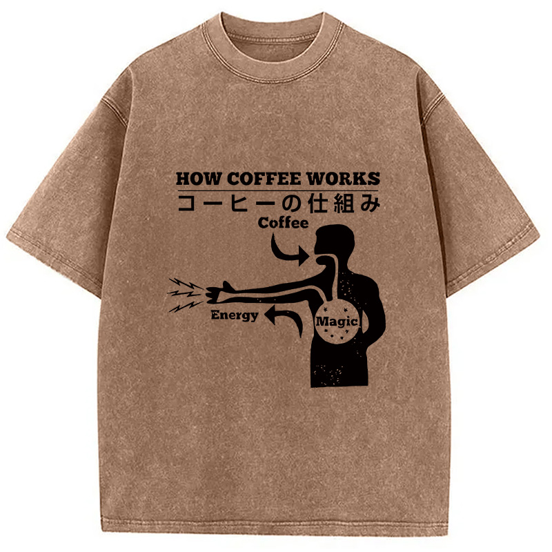 Tokyocanvas How Coffee Works Washed T-Shirt