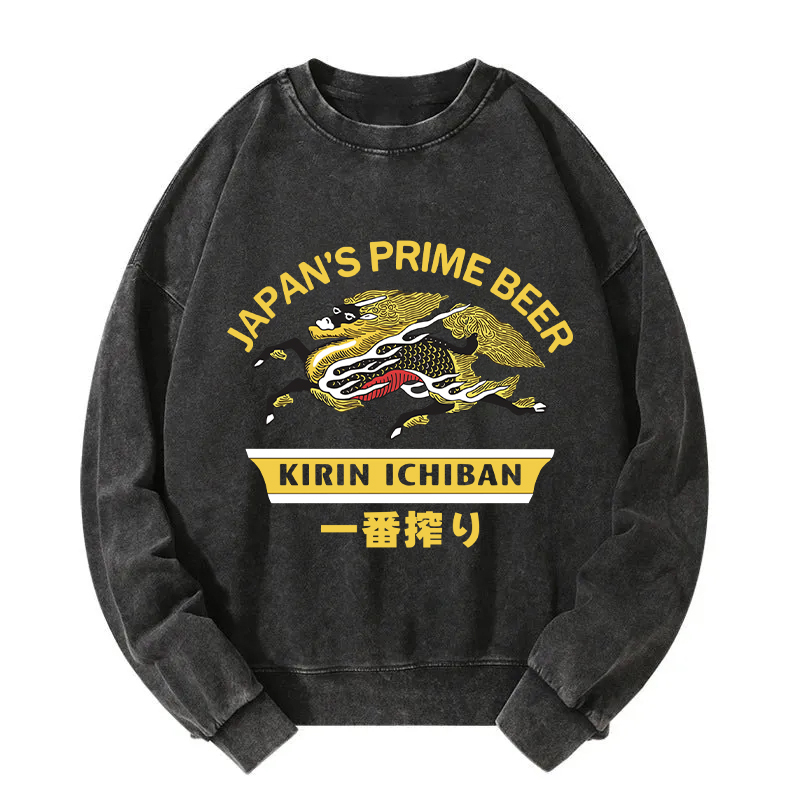 Tokyocanvas Kirin Ichiban Beer Logo Japanese Washed Sweatshirt