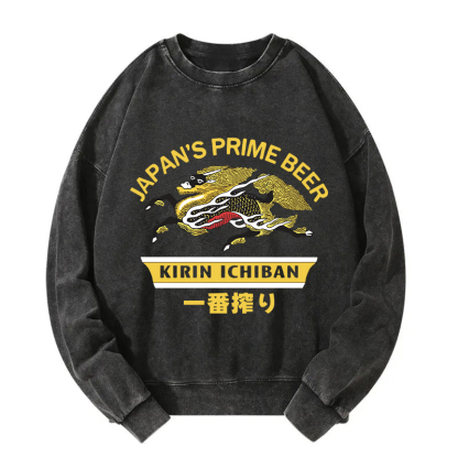 Tokyocanvas Kirin Ichiban Beer Logo Japanese Washed Sweatshirt