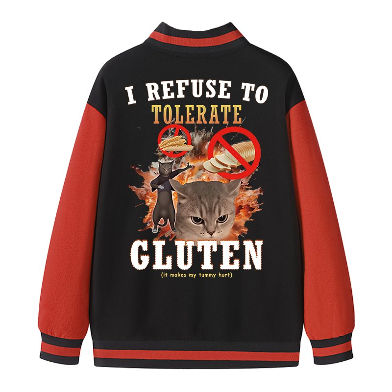 Tokyocanvas I Refuse to Tolerate Gluten Varsity Jacket