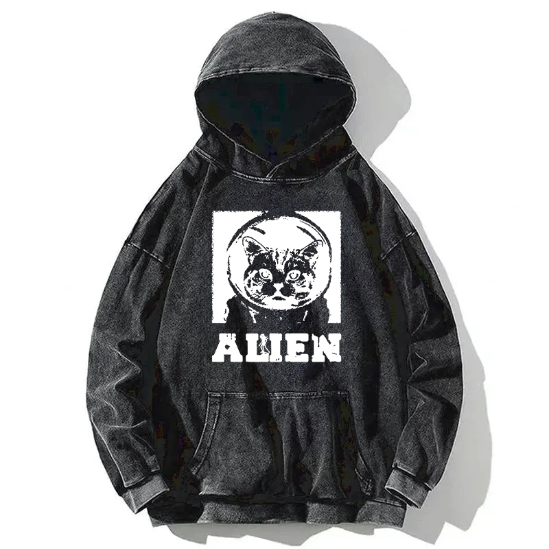 Tokyocanvas Alien Cat Washed Hoodie