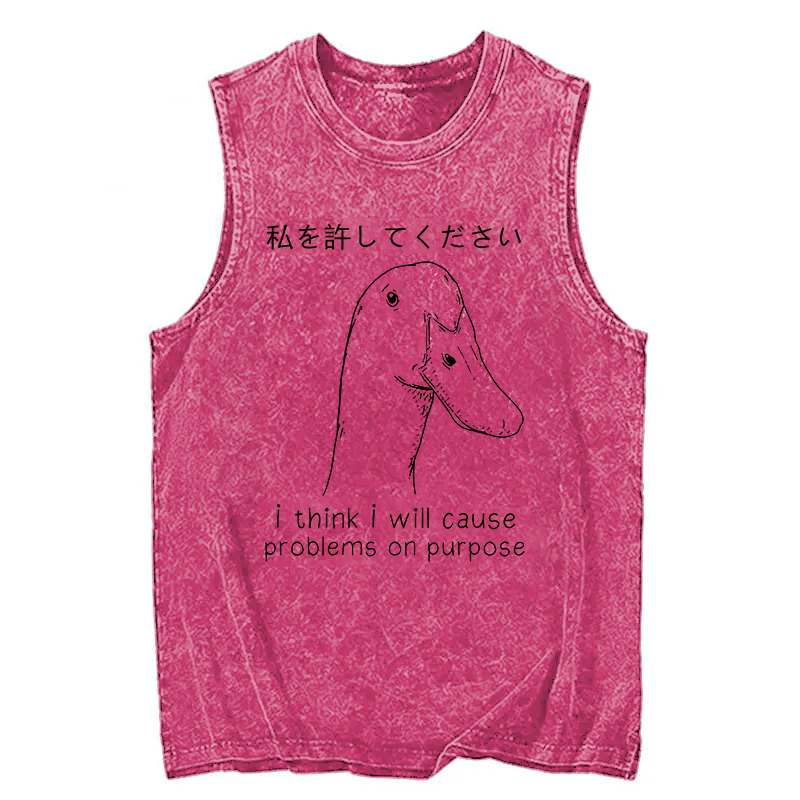Tokyocanvas Stupid Goose Funny Washed Tank