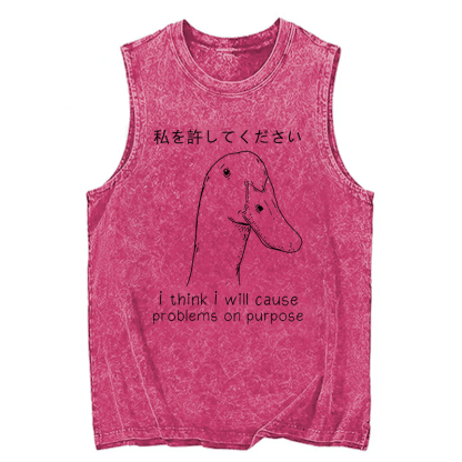 Tokyocanvas Stupid Goose Funny Washed Tank