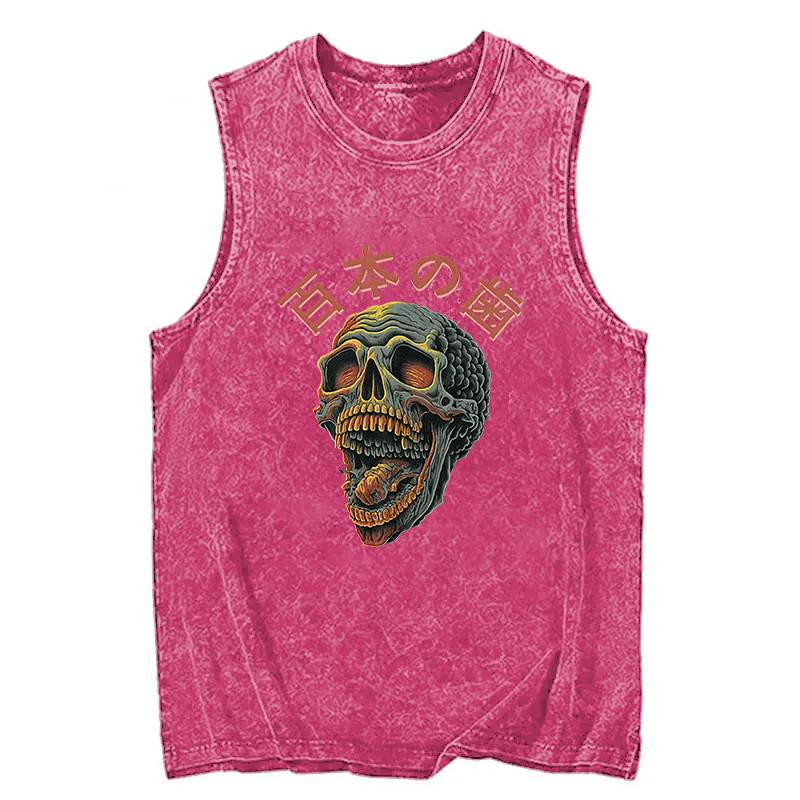 Tokyocanvas Terrifying And Disgusting Skull Washed Tank