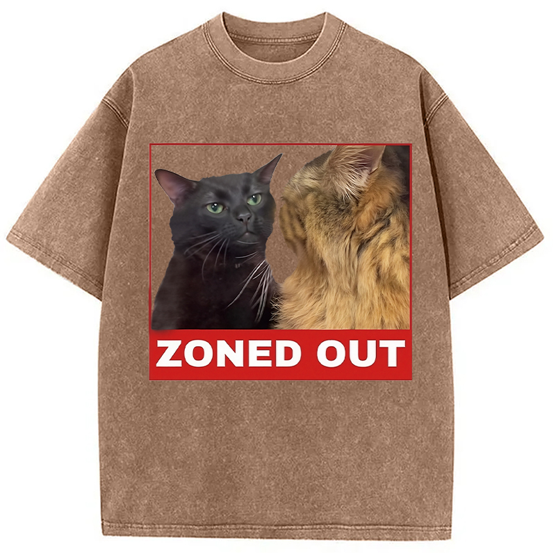 Tokyocanvas Funny Cat Zoning Meme Washed T-Shirt