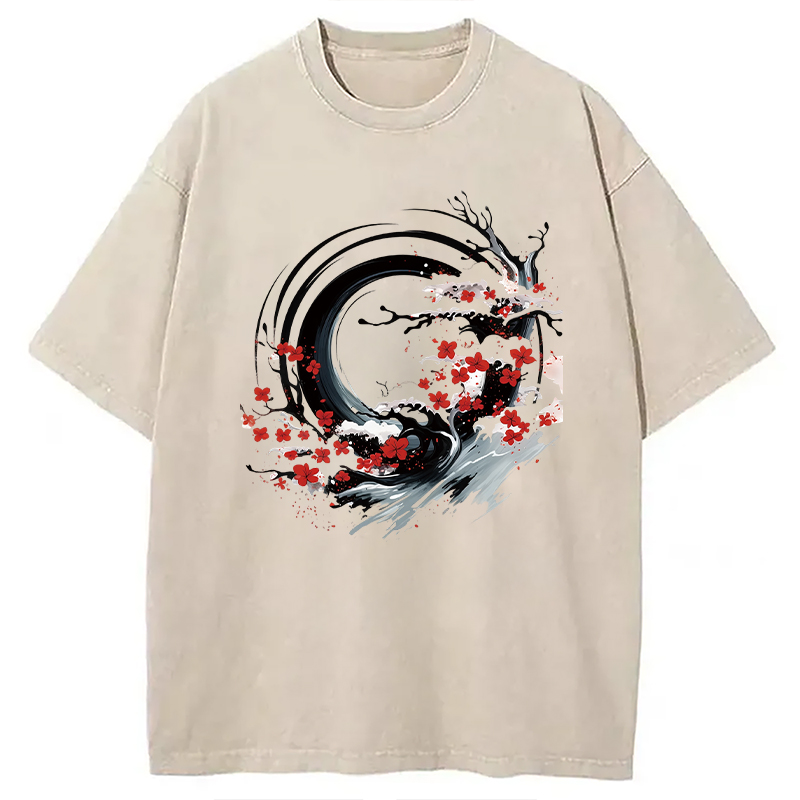 Tokyocanvas Sakura Tree Flow Washed T-Shirt