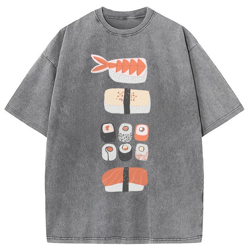 Tokyocanvas Japanese Sushi Nigiri Maki Roll Washed T-Shirt