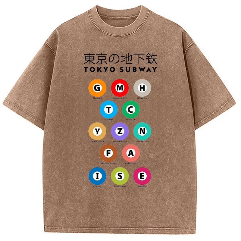 Tokyocanvas Tokyo Tunnelbanan Guide Washed T-Shirt