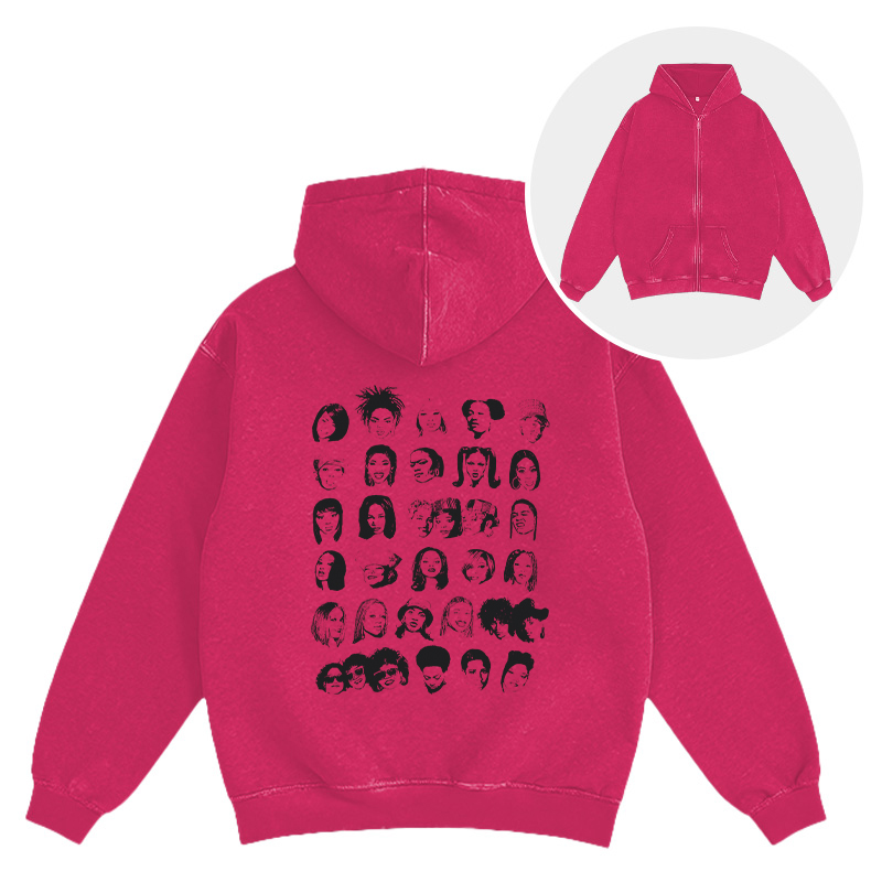 Tokyocanvas Hip Hop Ladies Washed Zip Hoodie