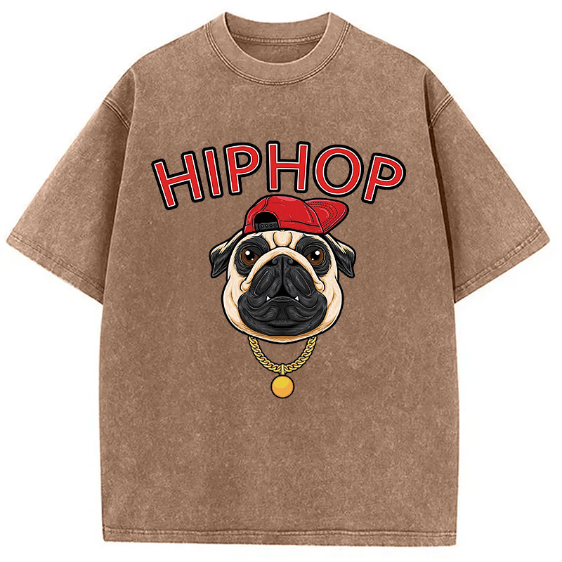Tokyocanvas Cute Pug Hiphop Washed T-Shirt