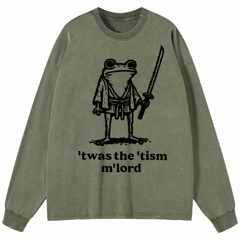 Tokyocanvas Focused Samurai Frog Long Sleeve Washed T-Shirt