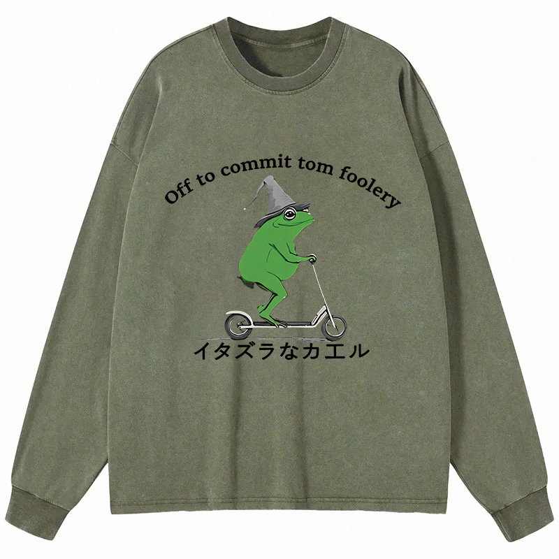 Tokyocanvas Stupid Frog Long Sleeve Washed T-Shirt
