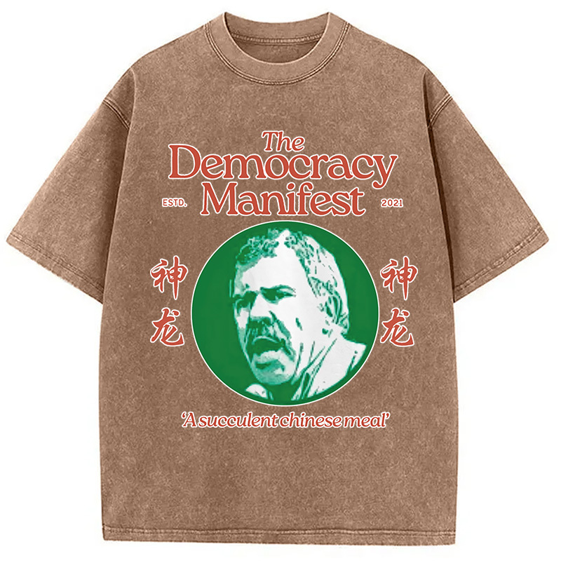 Tokyocanvas Democracy Manifest Succulent Chinese Meal Retro Washed T-Shirt