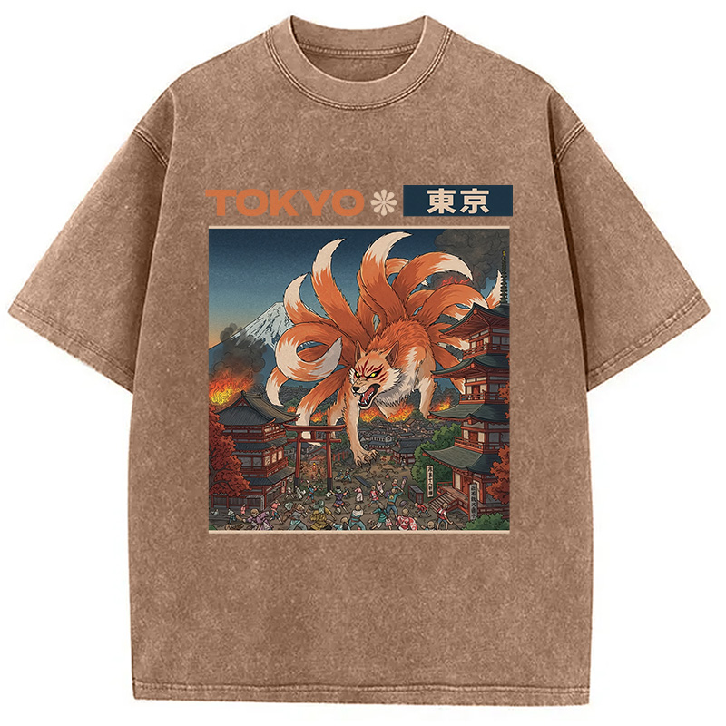 Tokyocanvas Tokyo Traditional Japanese Design Washed T-Shirt