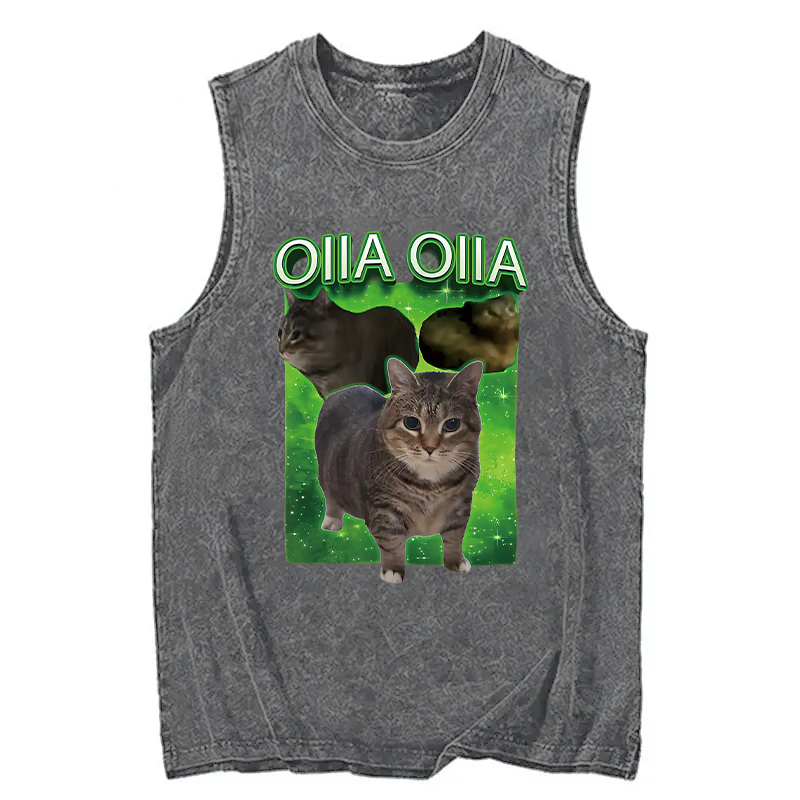 Tokyocanvas Oiia Cat Funny Meme Washed Tank